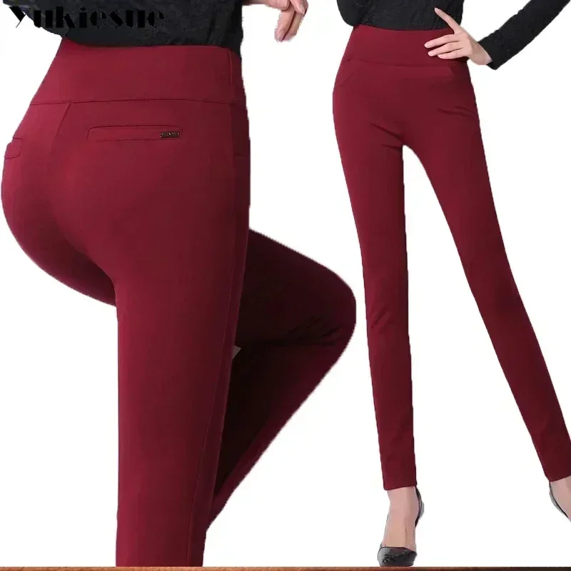 Mallas cálidas de terciopelo grueso para mujer, pantalones elásticos de cintura alta, ajustados e informales, novedad, Otoño e Invierno
