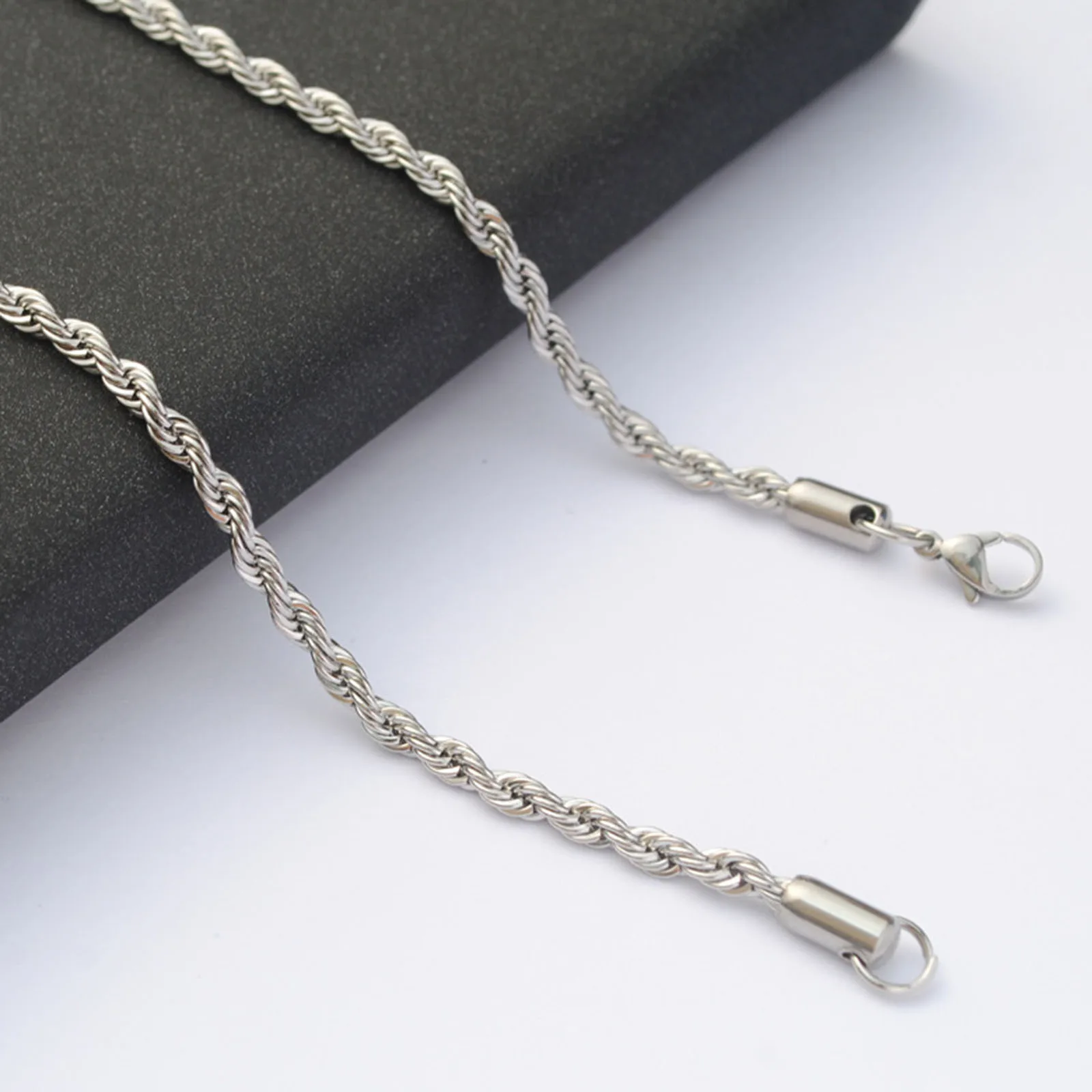 Thickness 2mm-4mm 304 Stainless Steel Link Chain Necklace Silver Color Link Classic Curb Chain for Men Women Jewelry Findings