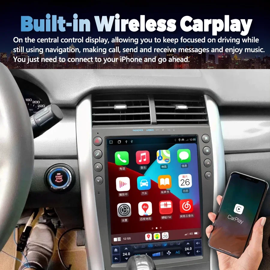 12,1 pulgadas para Ford Edge 2008-2014 Android 13 reproductor Multimedia navegación Gps para coche unidad principal de Radio estéreo Qualcomm con Wifi 4g