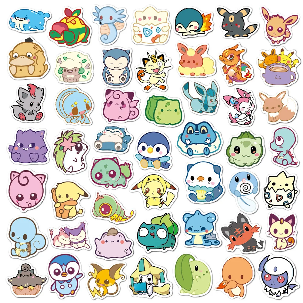 10/30/50pcs Kawaii Pokemon Anime Pikachu Bulbasaur Stickers Cartoon Kids Sticker Toys Phone Diary Suitcase Cute Graffiti Decals