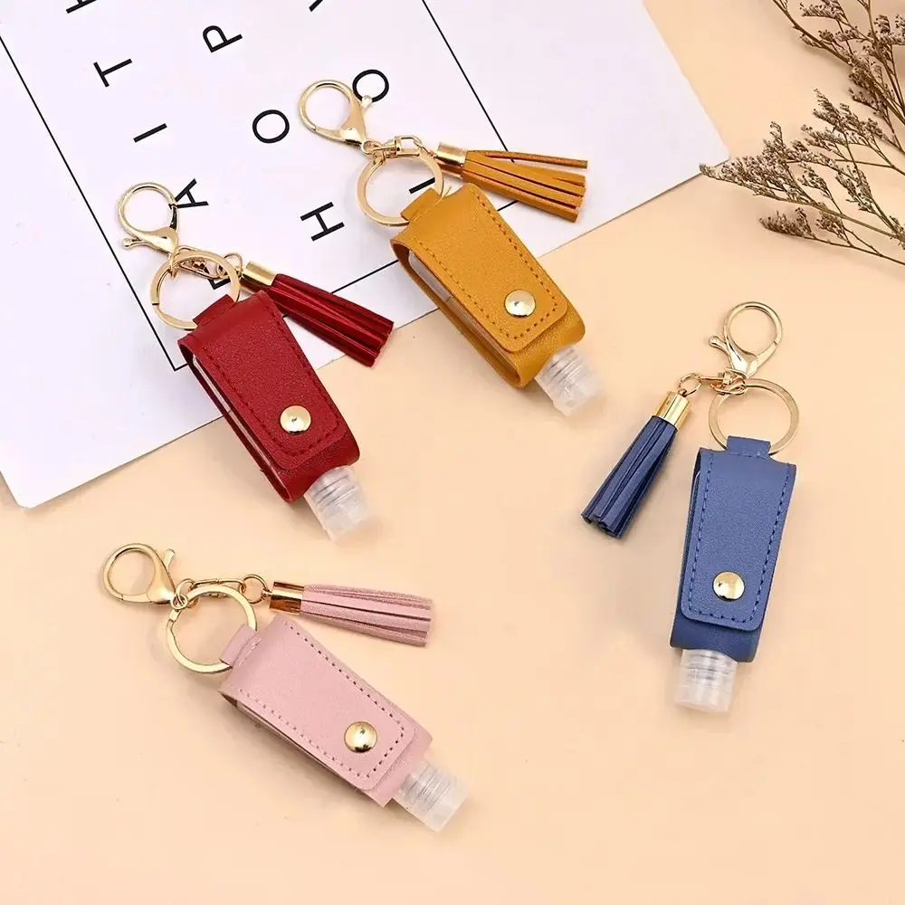 Universal Leakproof Hand Sanitizer Bottle Portable Leather Hand Sanitizer Holder Keychain Empty Travel Bottle