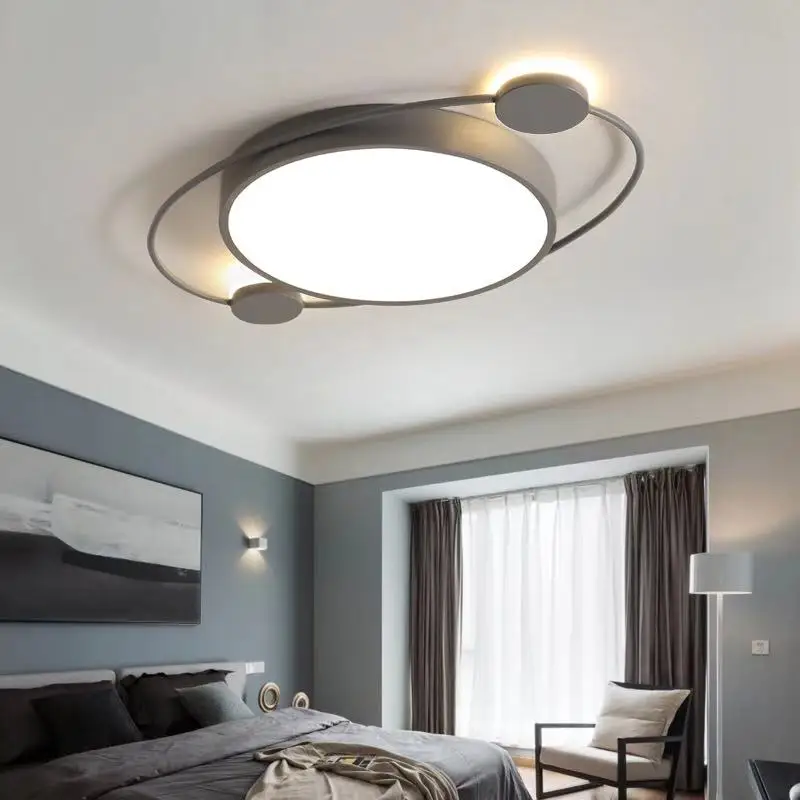 

Modern Led Ceiling Light With Remote Control Lustre Living Room Boy Bedroom Study Kids Chandelier Planet Round Ring Ceiling Lamp