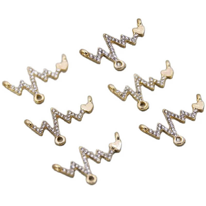 

50pcs 25*15mm New Fashion Frosty Wind Stud Earrings Wave DiamondPendant Accessories DIY Necklace Bracelet Jewelry Accessories