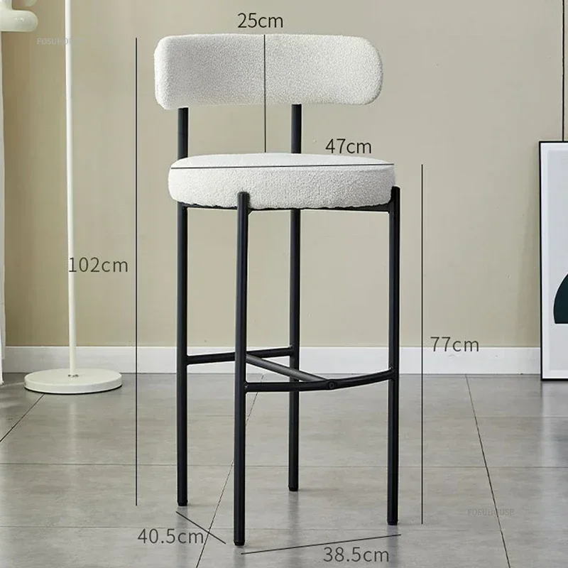 Nordic Loop Velvet Bar Chairs Household Backrest High Bar Stools Minimalist Designer Creative Front Desk Kitchen Counter Stools