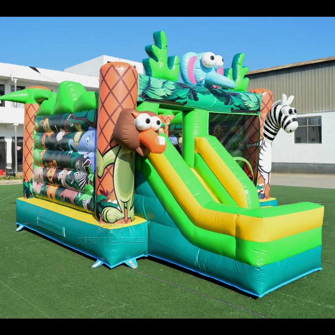 Picture 5: Safari Animal Inflatable Slide Combo Jungle Theme Jumping Castle Combo château gonflable Springkastelen