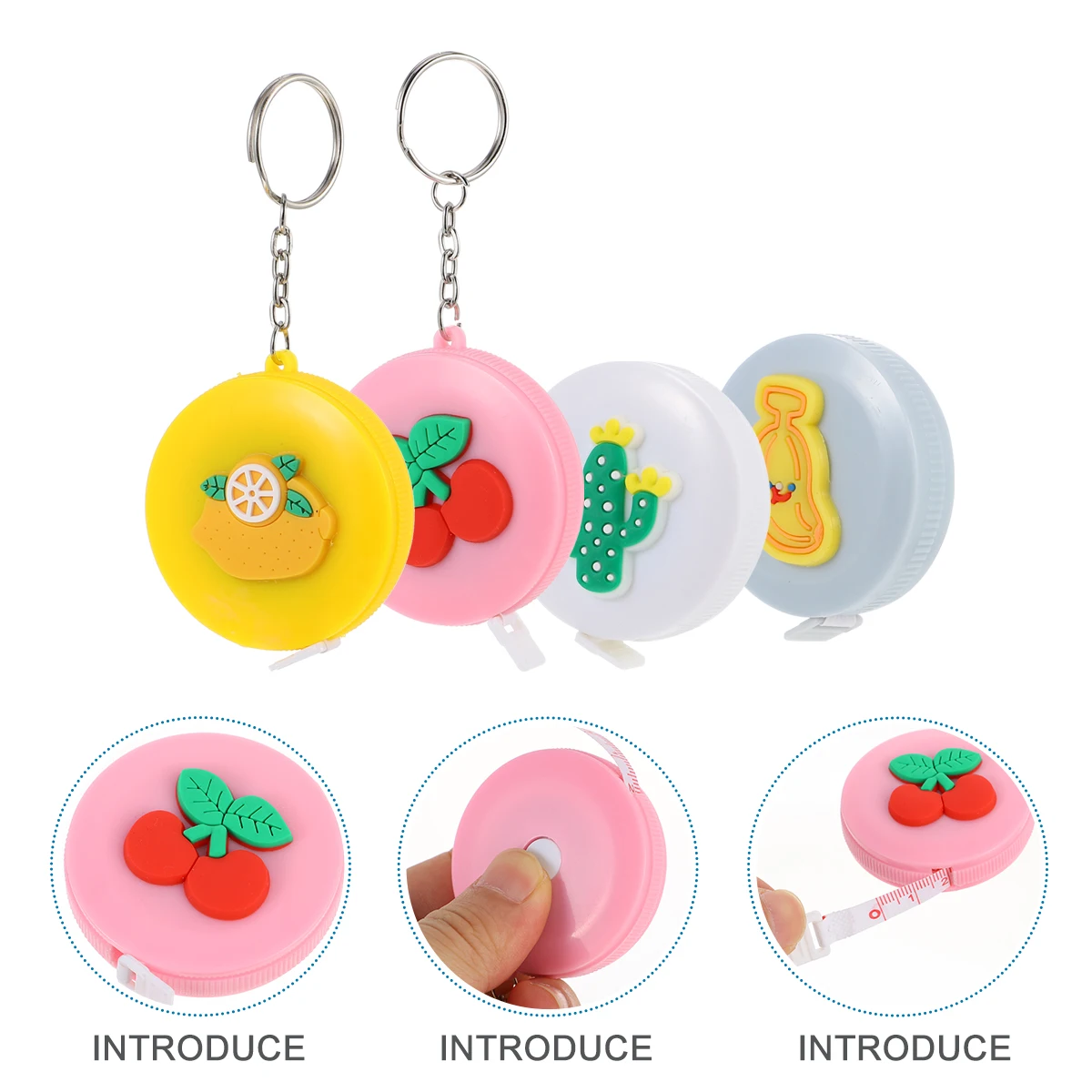 

4pcs Portable 0-150Cm Soft Flexible Tapeline Adorable Measuring Tools Small Retractable Tape For Height Bust Waist Cloth Key