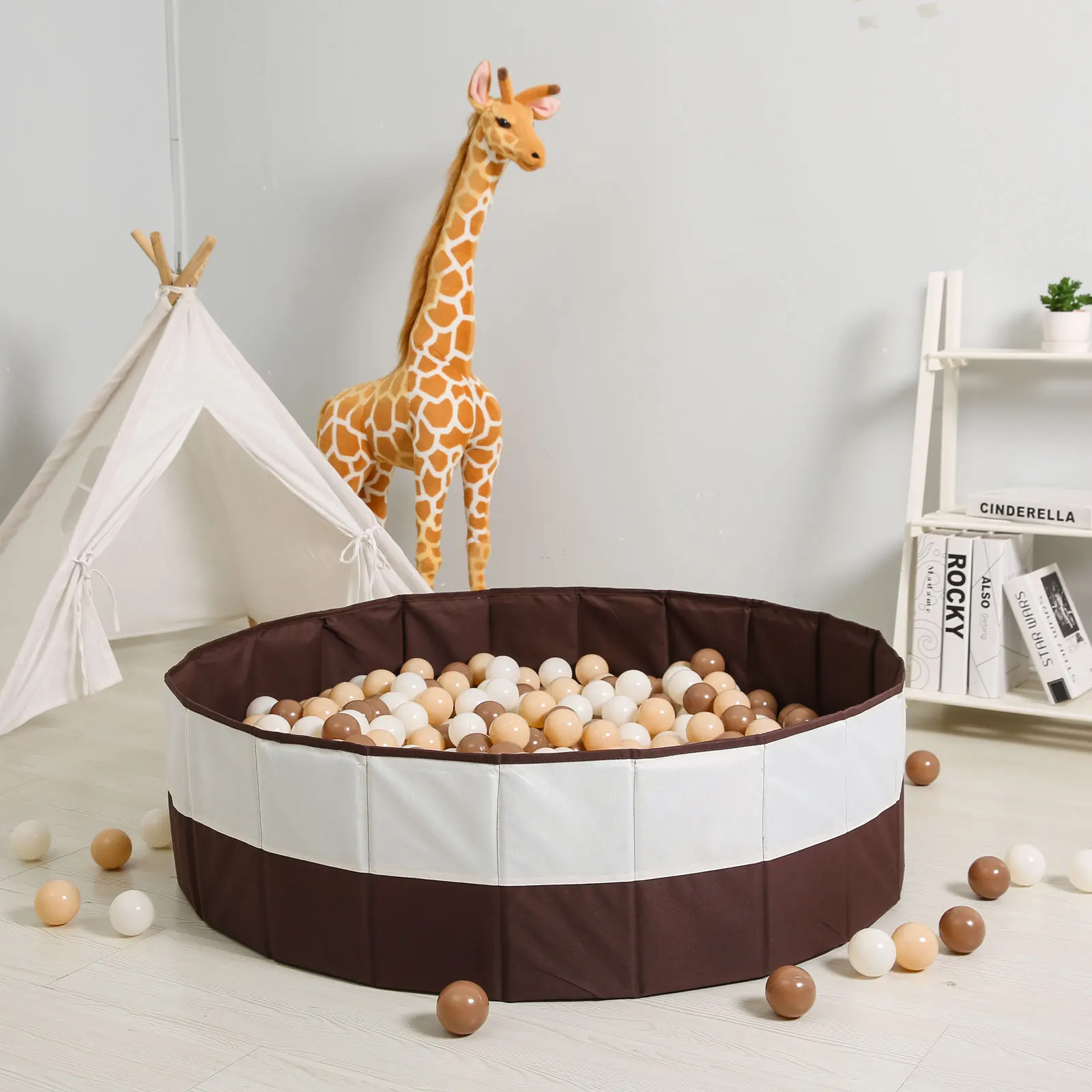 

1PC/100cm Portable Ball Pit Pool (No balls) Oxford Cloth Round White &Coffee Brown Indoor Play For Kids Christmas Decor Gifts