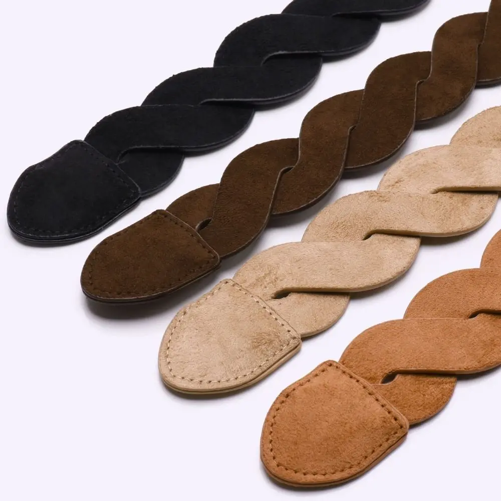 

Fashion PU Leather Suede Belt Pin Buckle Weave Twists Woven Waistband Retro Metal Men Belt Unisex