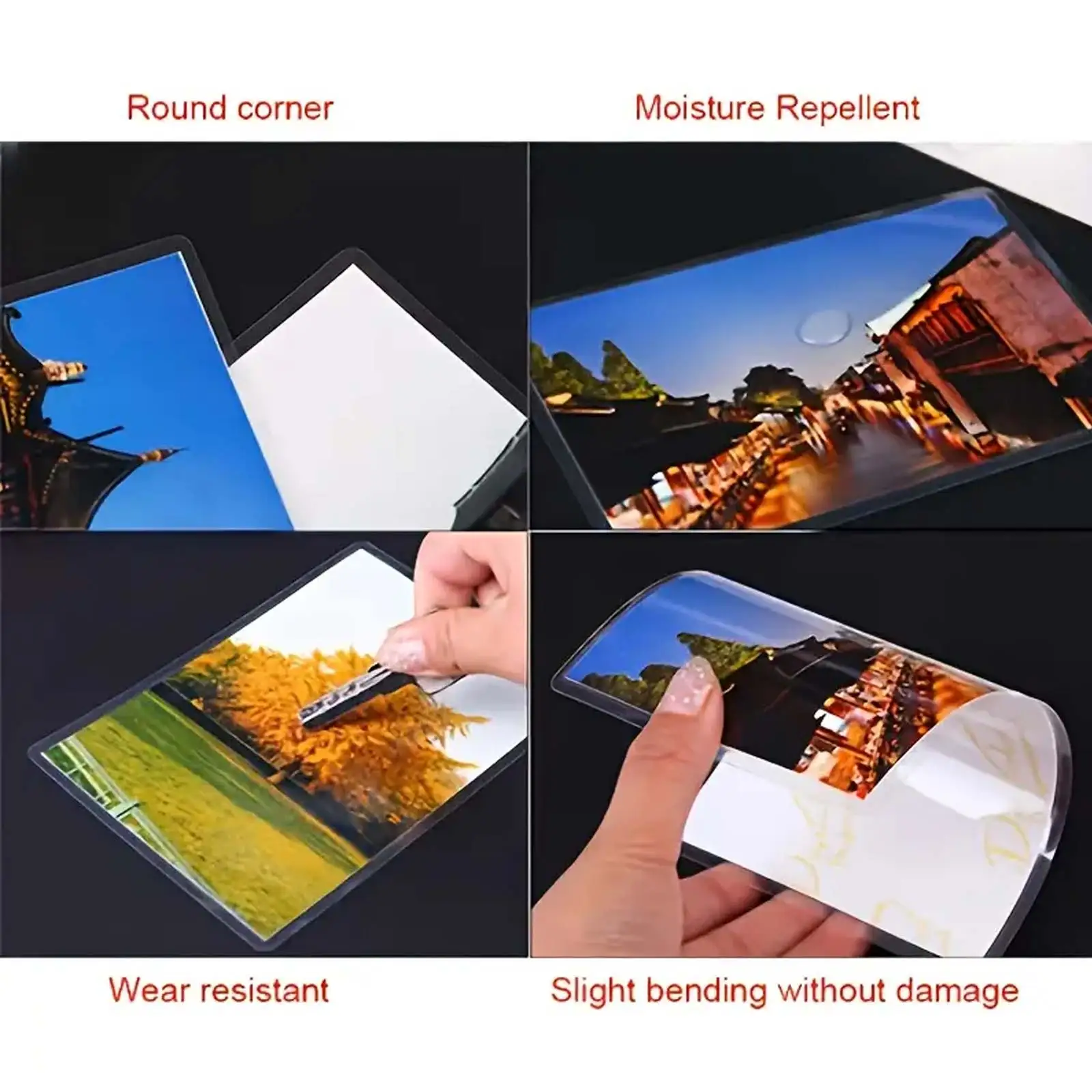 100 عبوة من أكياس الترقق الحراري - متعددة المقاسات (2R إلى A4/A3) بزوايا مستديرة - متوافقة مع جميع أجهزة التصفيح الحرارية