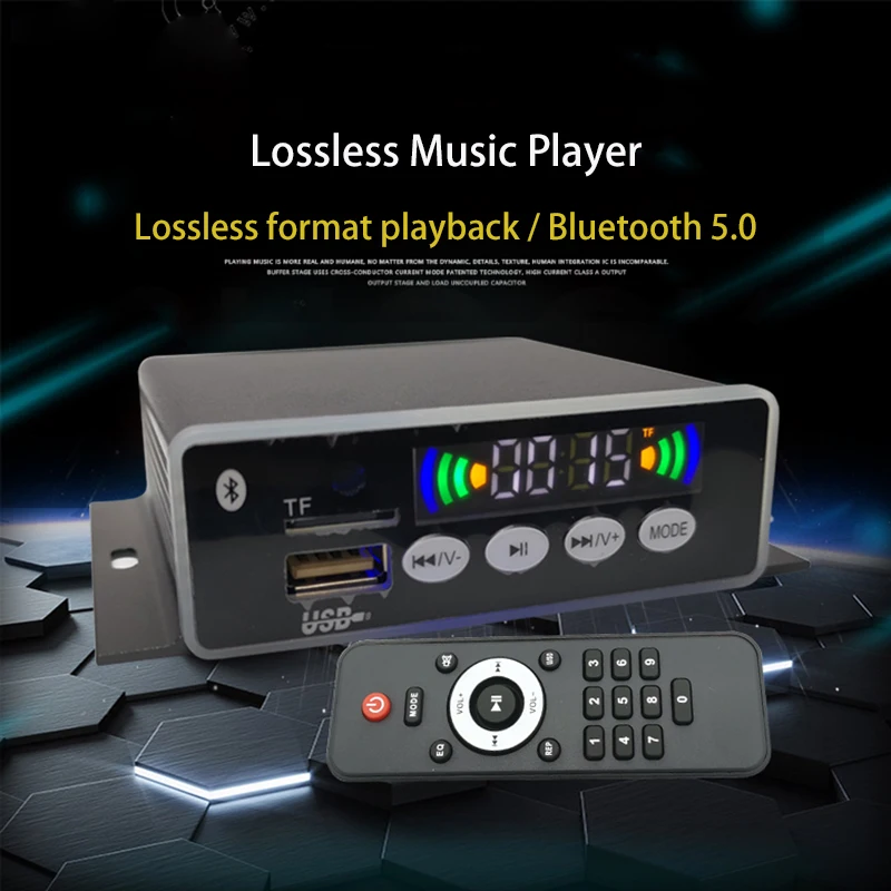 Bluetooth 5.0 Lossless Music Player FLAC,APE,WMA,MP3 Decoder Board  Audio U disk FM MP3 Player With Remote Control DC 12V