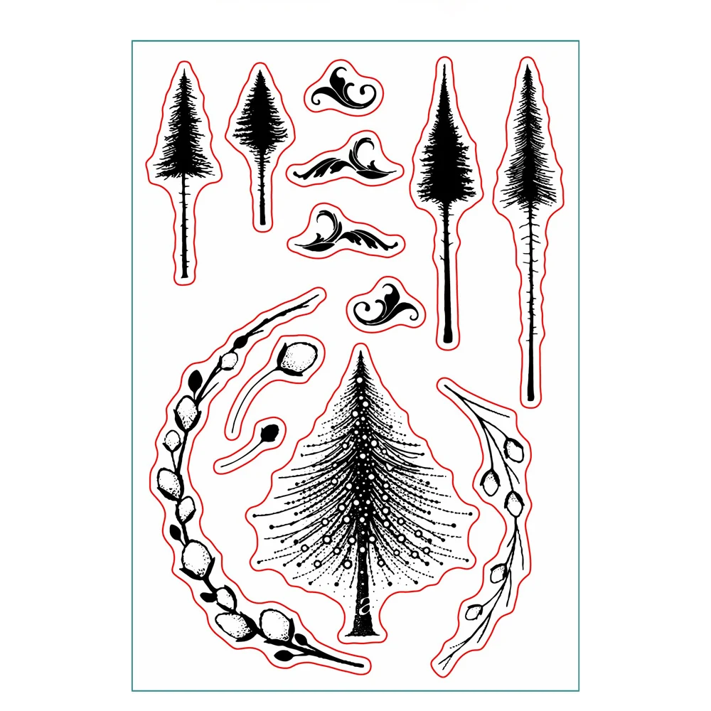 

Tree Christmas 2025 Rubber Seal Stamp Clear Stamps for DIY Craft Making Greeting Card Scrapbooking Photo Album Decorative Sheets