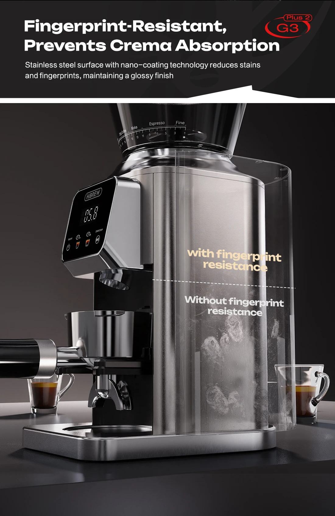 HiBREW G3 Plus 48mm Konische Mahlscheiben Elektrische Kaffeemühle Kompakte Tragbare Kaffeebohnenmühle für Espresso und Türkischen Kaffee – Detail 36