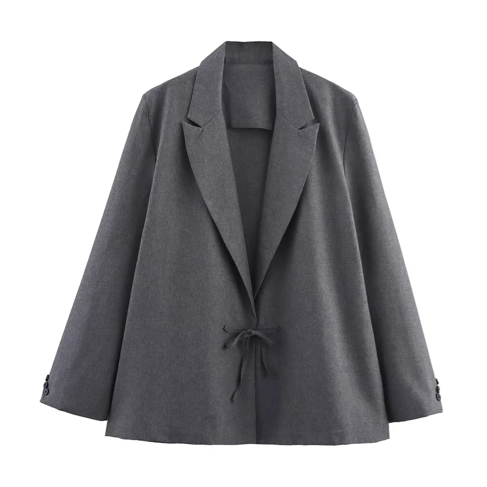 LIBIELIY Women's Suit Jacket With Lapel Tie Decoration For Spring And Summer New Women's Clothing