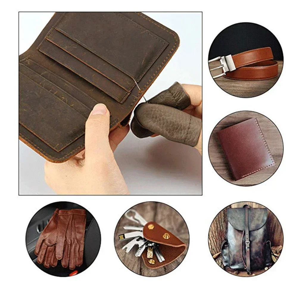 1Pcs Leather Thimble Thumb&Forefinger Protector Sleeve Needle Felting Guard Finger Sleeve For Sewing Embroidery Needlework Tool