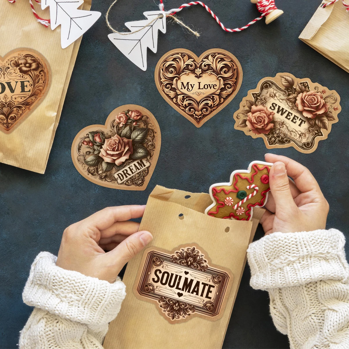 12pcs Vintage Wine Bottle Stickers,Label With Love Phrase Design,For Valentine's Day,Anniversary,Romantic Gift Wrap​,Party Decor view 5
