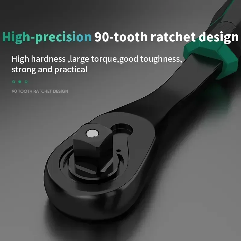 1/4 3/8 1/2 Inch 90-Tooth Drive Ratchet Multi-funtion Socket Wrench Ratchet High Precision Hand Tool Ratchet Handle Wrench