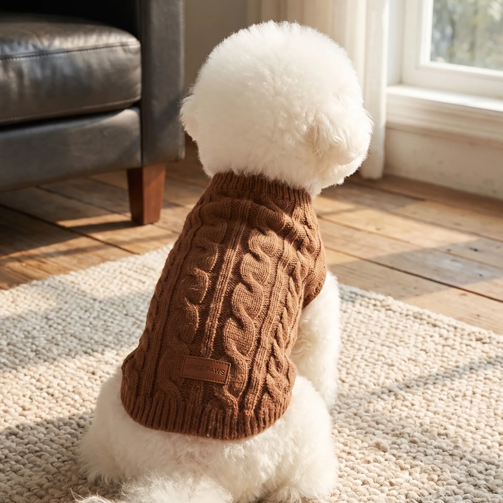 Hundepullover, gestrickte Weste für Haustiere, geflochtene Hundekleidung im Stil von „Fried Dough Twists“, warmer Mantel für Haustiere für Herbst und Winter, Kleidung für kleine Hunde. – Detail 25