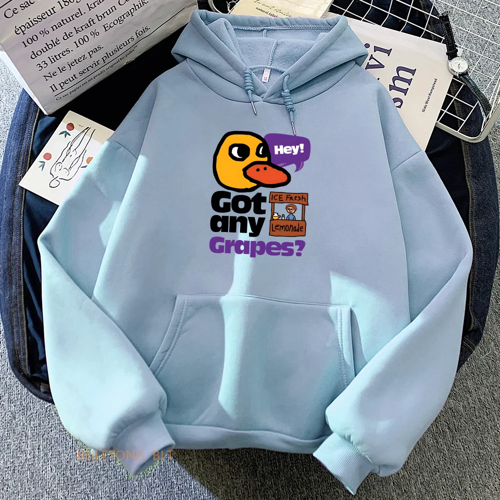 The Duck Song Got Any Grapes Hoodies Cartoon Printing Sweatshirts Long Sleeve Hooded Pullovers Winter Women/Men Hoody Sudaderas