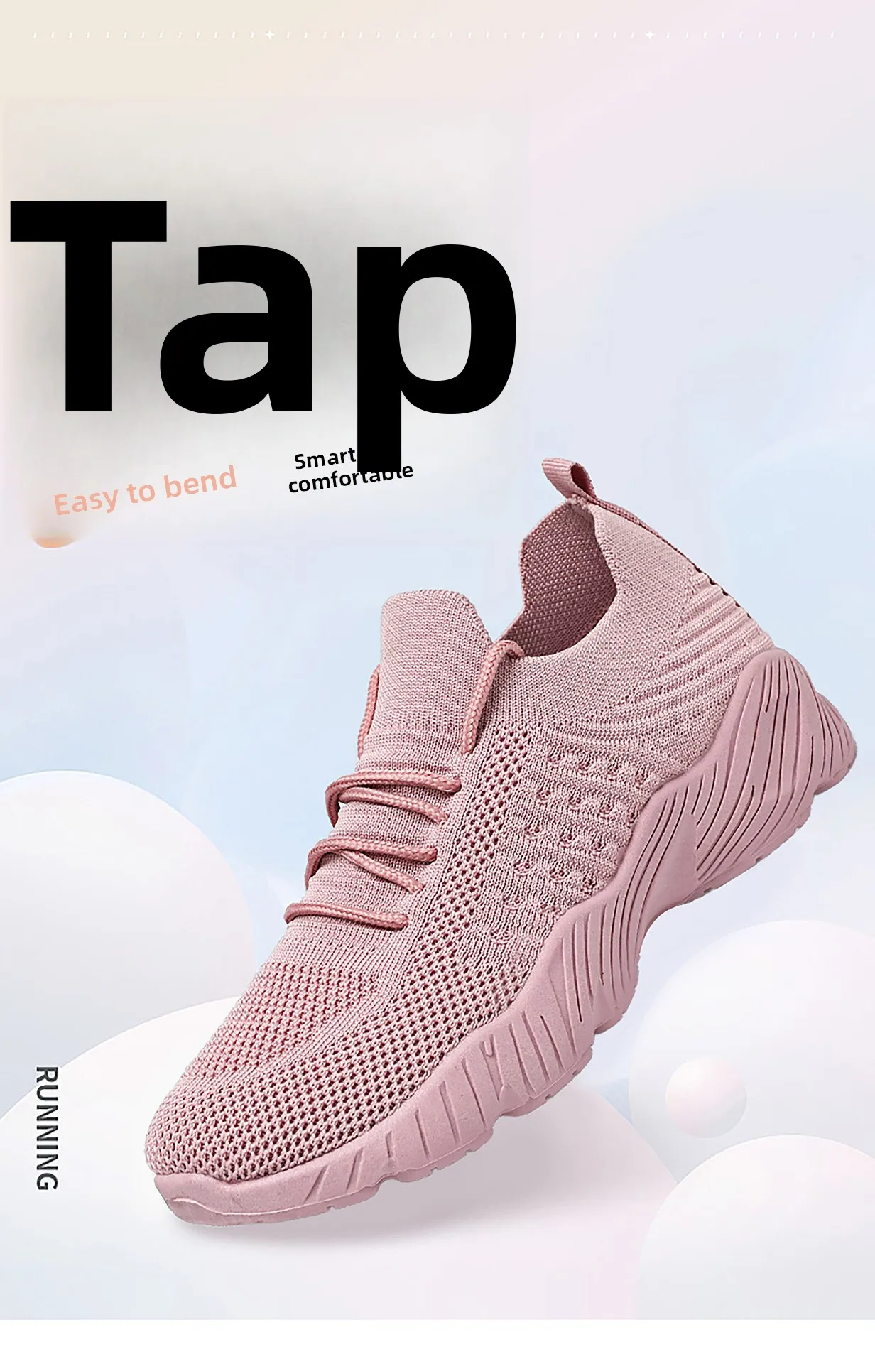 Atmungsaktive Damen-Sneaker aus Flying Weave, leichte, weiche Sohle, für ältere Menschen, Mutter, Wanderschuhe, Sommer-Mesh, rutschfeste, lässige Sportschuhe – Detail 1