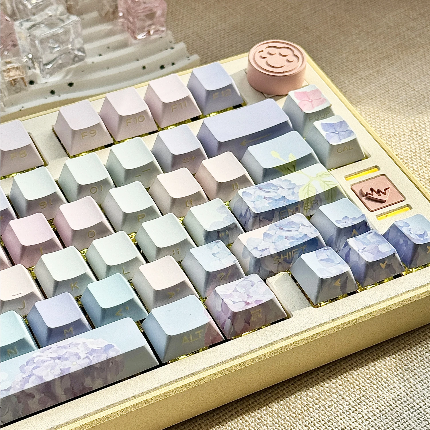 USLION 130 Keys Cherry Profile Endless Summer Keycaps Side-Printed ISO Layout Five-sided Sublimation Mechanical Keyboard Keycaps