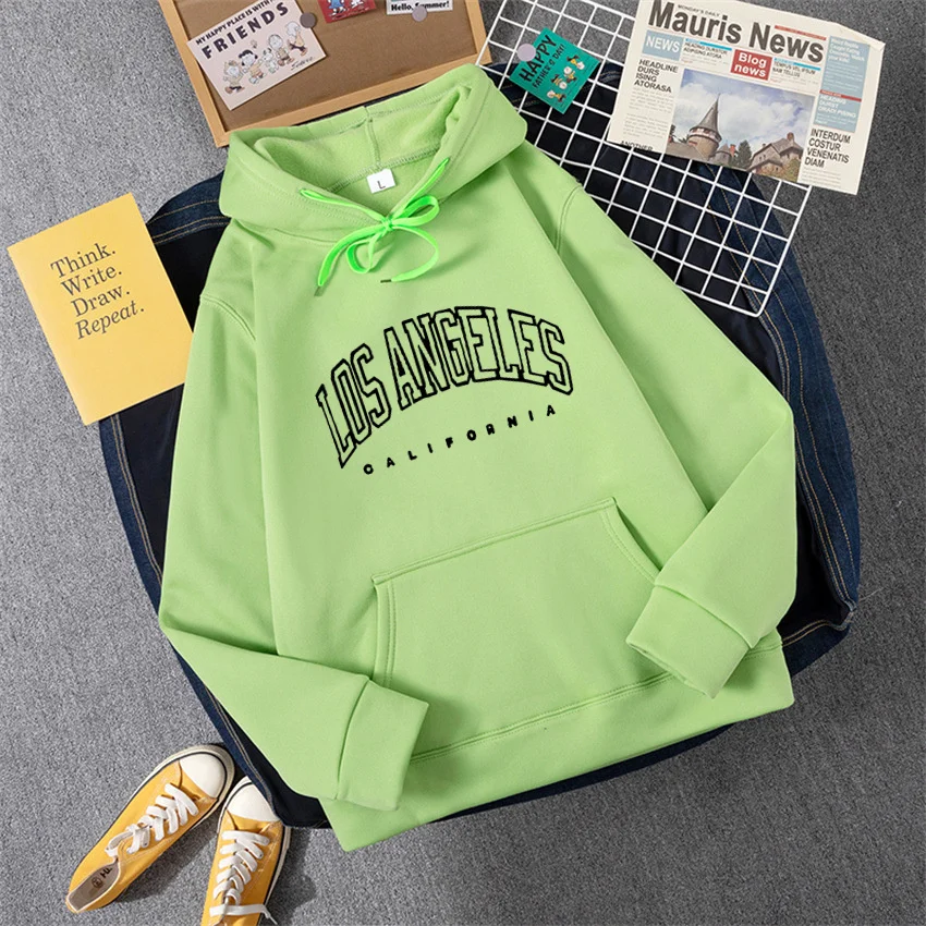 Los Angeles Art Letter Design Women Streetwear American Style Fashion Sweatshirt Autumn Hip Hop Female Hoodies Casual Fleece Top