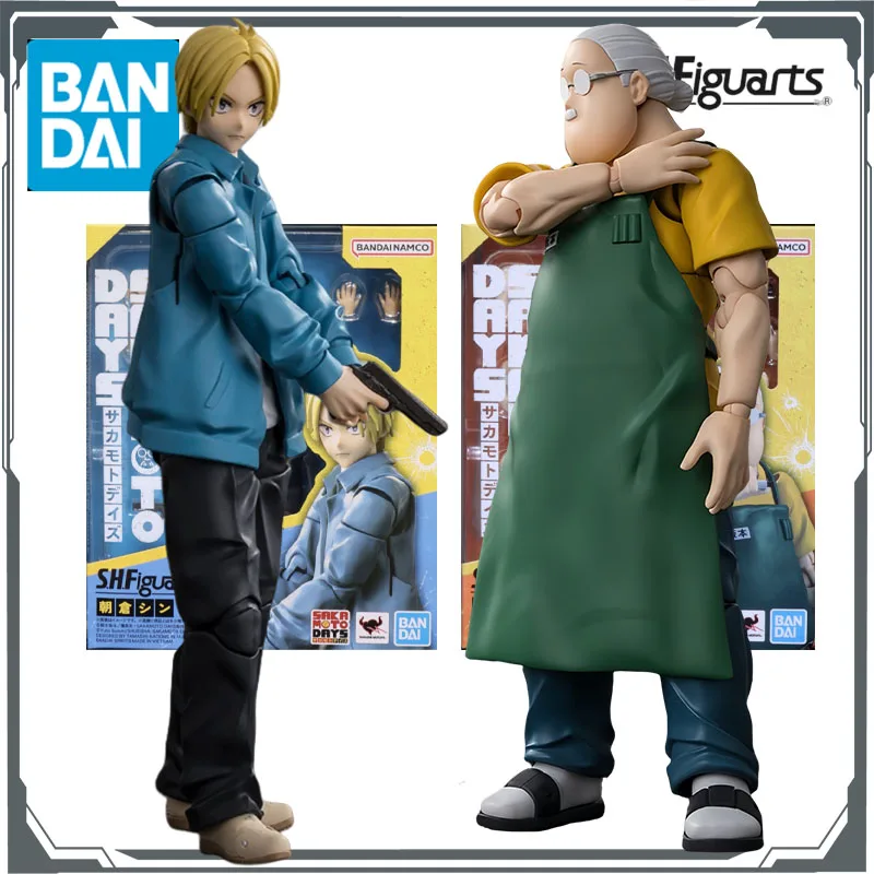 Bandai Original S.H.Figuarts Asakura Shin & Sakamoto Tarou Anime Action Figures Toys for Boys Christmas Gift Collectible Model