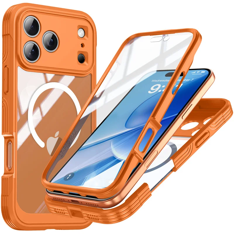 Full Body Protection Magnetic Case for iPhone 17 Pro Max iPhone Air Cover Screen Protector Magsafe Shockproof Fundas Coque