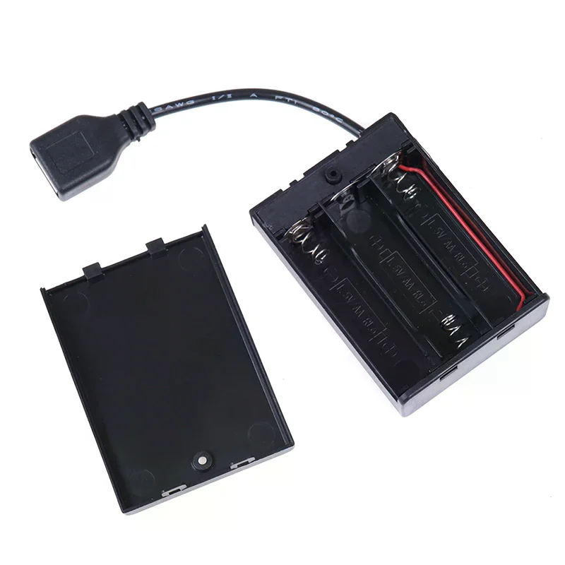 Lightweight Durable 3*AA 65x45x15mm Battery Case With USB Port For Building Blocks LED Light Kit With Switch