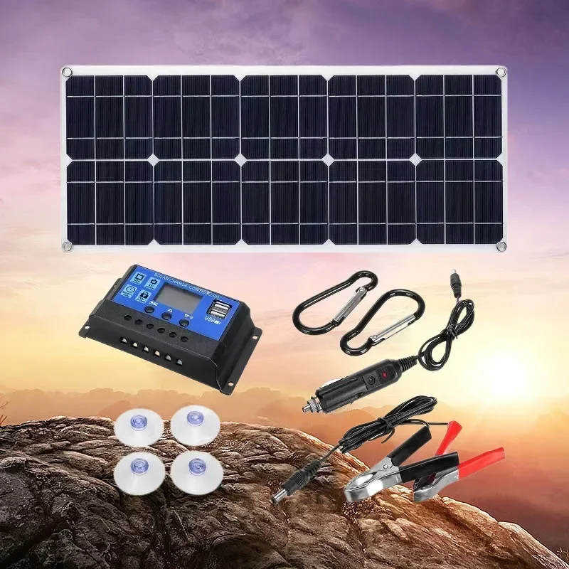 

30W Single Crystal Solar Panel Dual USB Solar Panel Car Yacht Light Outdoor Mobile Power Charging Board Outdoor Portable