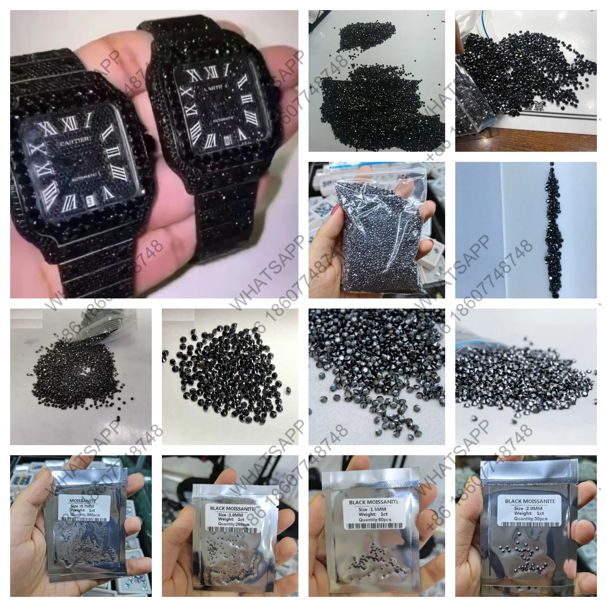 

Excellent Cut Big DISCOUNT 0.7-2.9mm Holycome Black Moissanite Round Cut Moissanite Moissanite Diamond Test Positive