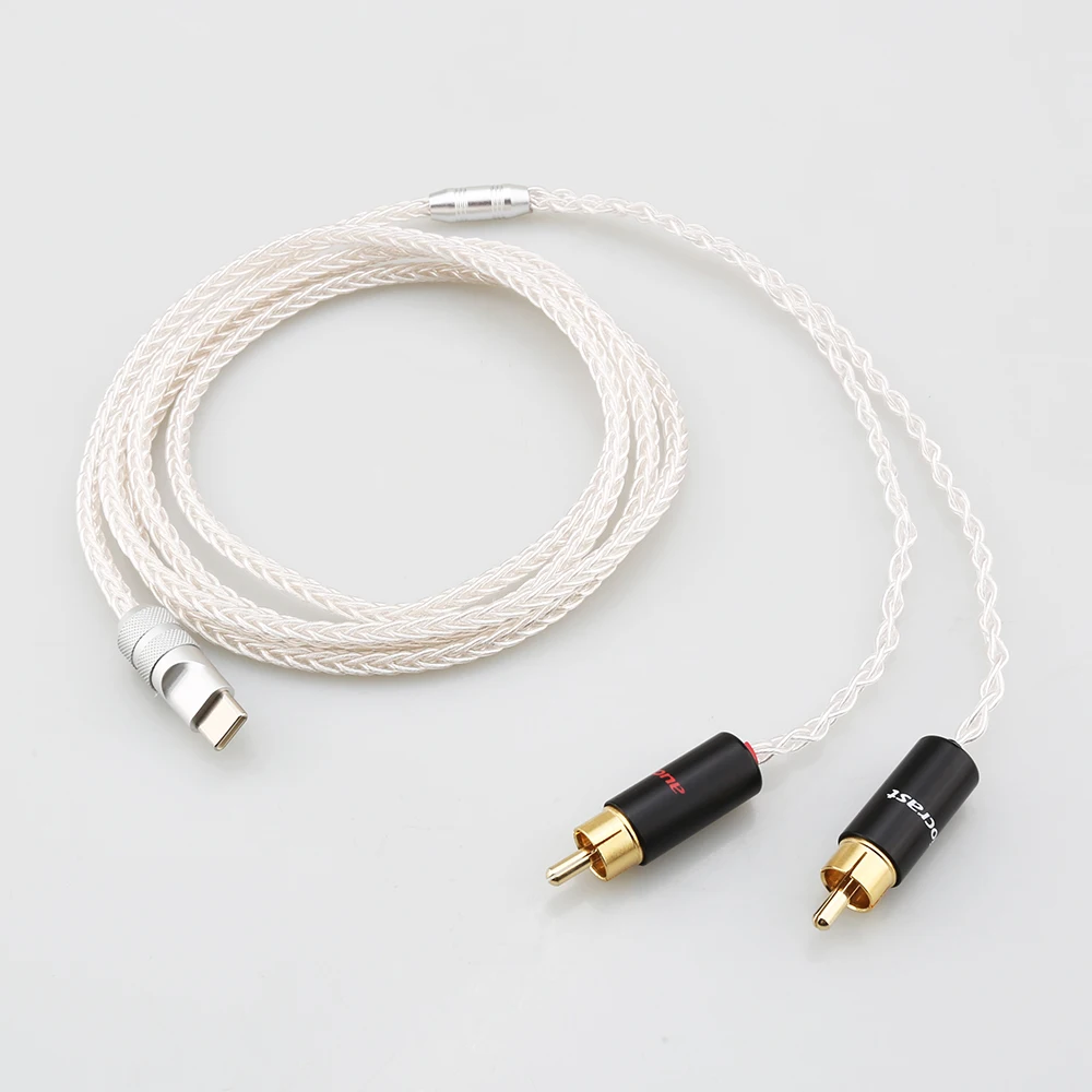 Handmade DIY High Premium USB Type-c to 2 RCA Audio Cable Speaker Amplifier for Audiophile