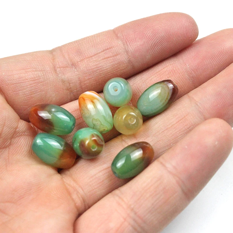 8-12mm Barrel Rice Shaped Natural Stone Beads For Jewelry Making Red Green Spacer For Bracelets Handmade Bracelet Necklace