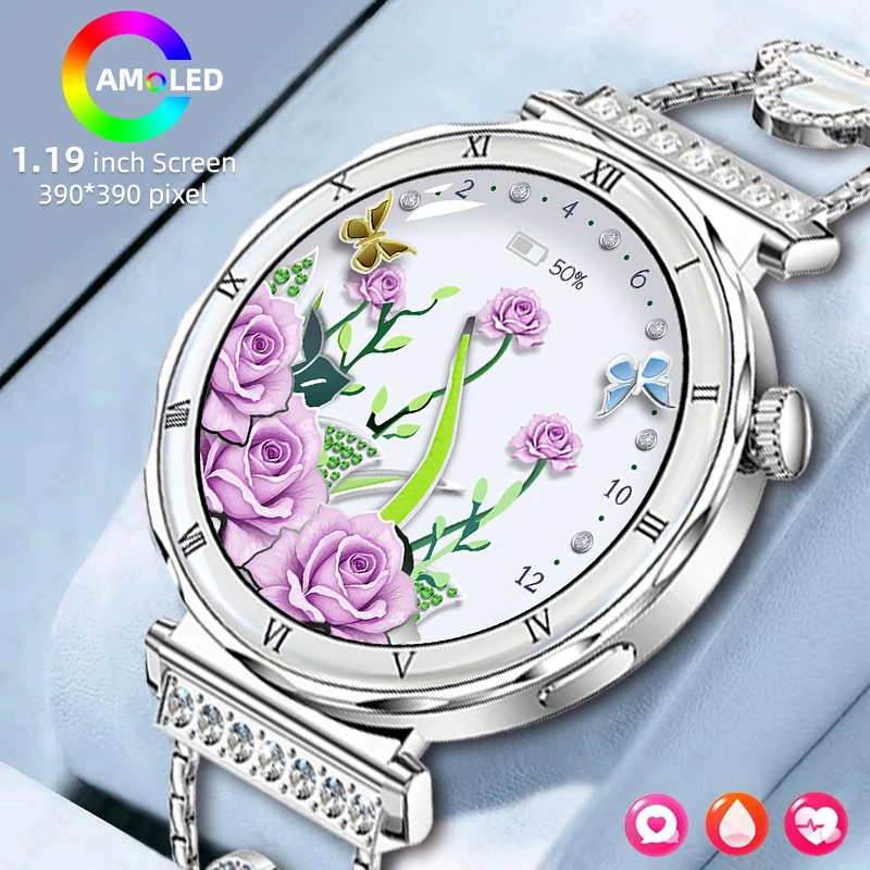 

LIGE Smart Watch Women Luxury 1.19‘’ AMOLED HD Screen Fitness Tracker Sports Bracelet Bluetooth Call Waterproof Lady Smartwatch