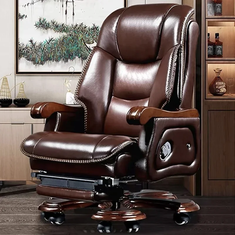 # i Chinês Boss Chair Business couro CEO Cadeira de escritório com pedal de massagem, deitar, ergonomia
