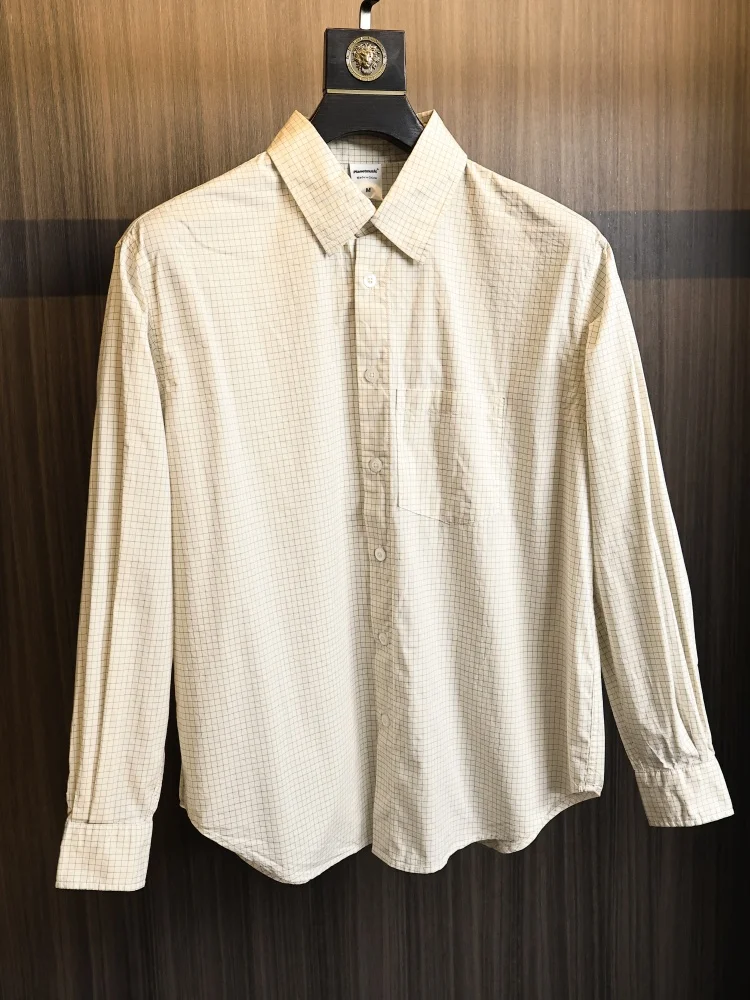 

Retro Artistic Men's Plaid Shirt Fashionable Collar Spring Summer Cotton Standard Fit Long Sleeve Breathable Youth Casual Wear