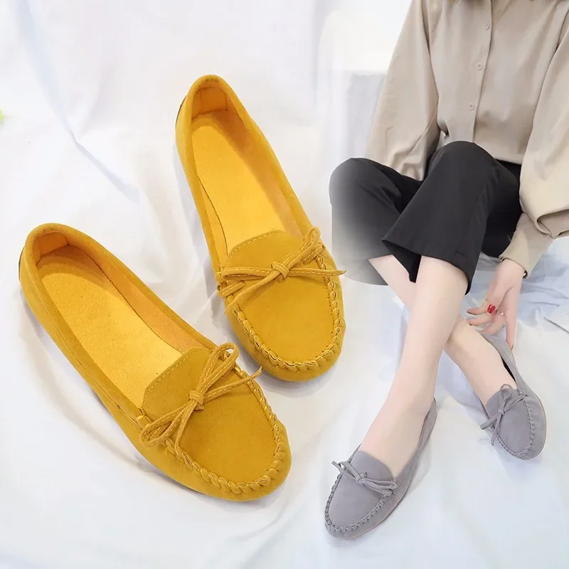 Modische Damen-Slipper mit Rundzehe und Schleife, Weiche Sohle, Slip-On Mokassins, Tägliche Freizeitschuhe – Detail 6