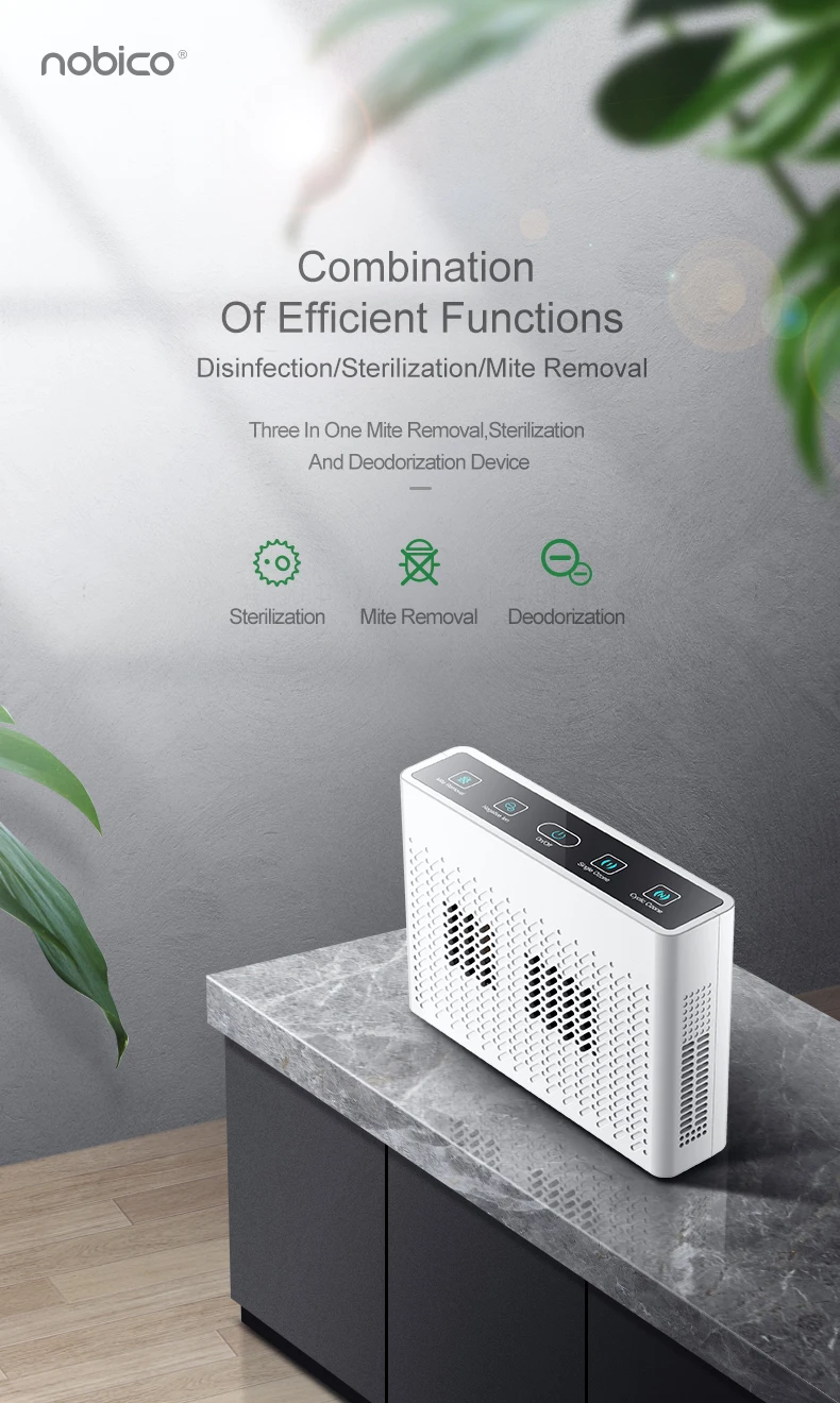 Air Purifier for Pet Odor Negative Ion Air Freshener Ultrasonic Dust Mite Killer Dual Ozone Modes Portable Hotel Air Disinfector