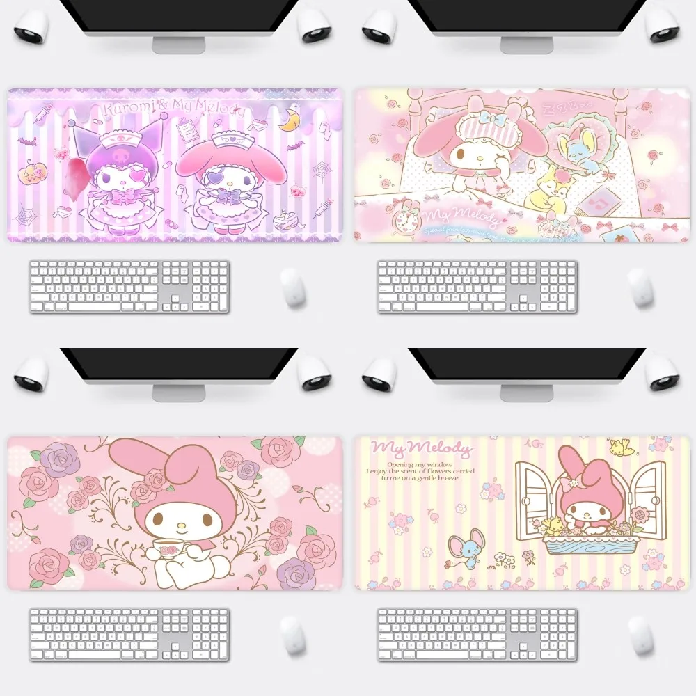 

MINISO Sanrio Cute My M-Melody Mousepad Office Large Small Mouse PC Computer Game Keyboard Rubber Anti-Slip Mice Mat Big