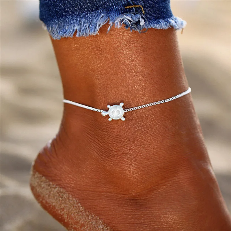 Cute Animal Sea Turtle Snake Chain Anklets For Women Vintage Silver Color Ankle Bracelet Boho Beach Jewelry Summer Accessories