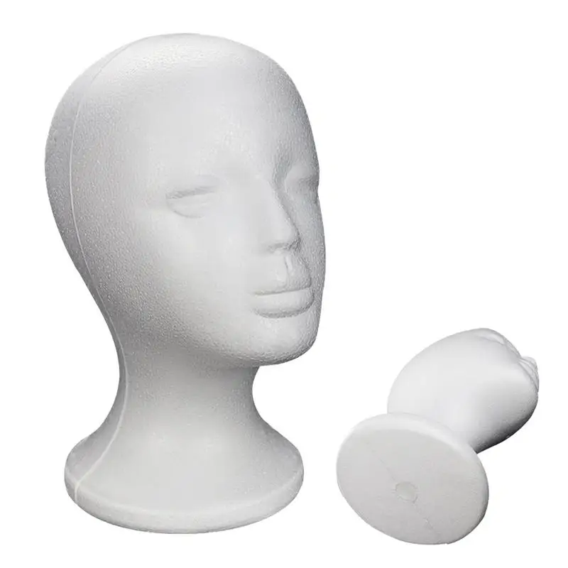 1pcs Female Styrofoam Foam Mannequin Manikin Head Model Hat Glasses Wig Display Male White Foam Mannequin Head Holder Stand Rack