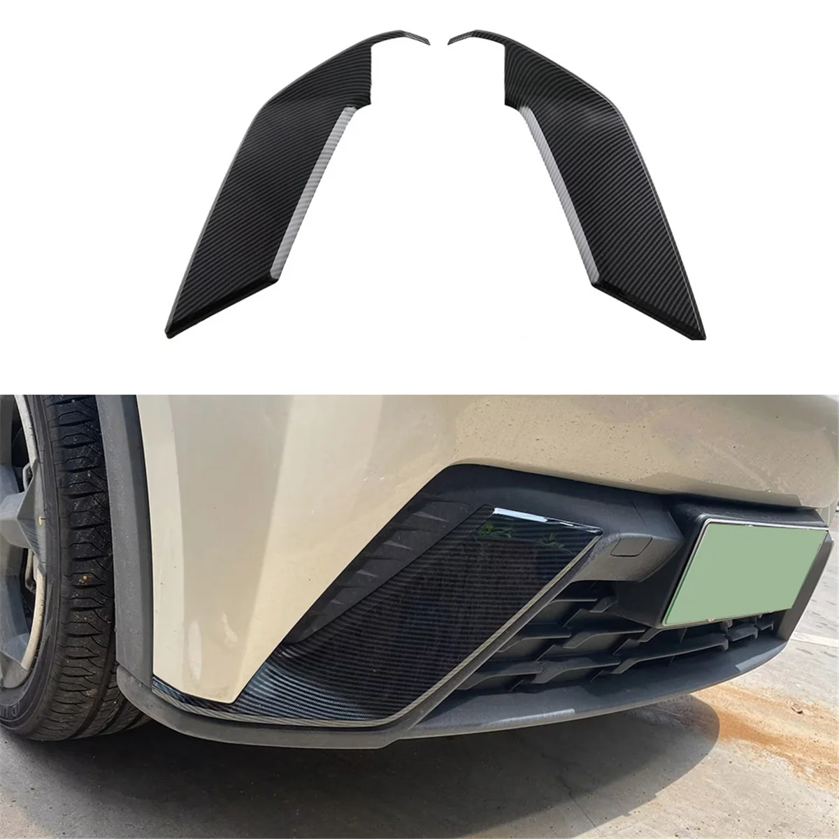 Carbon Fiber Color Car Front Bumper Side Splitter Spoiler Decor Cover Trim for BYD Dolphin Mini/BYD