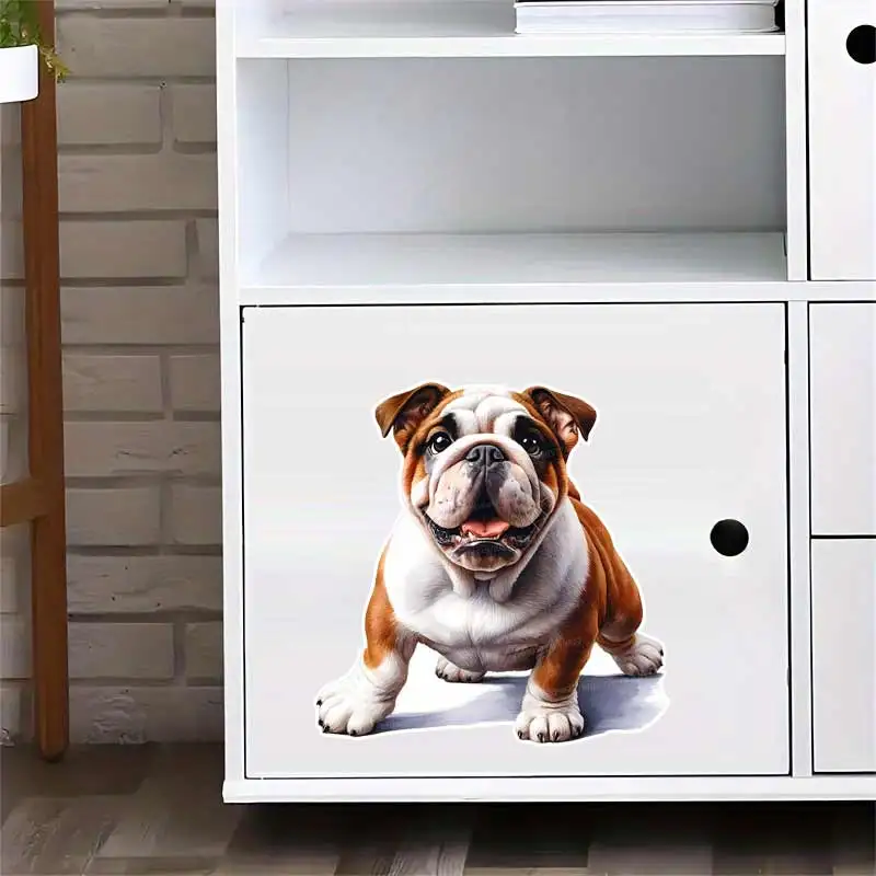 

British Bulldog Pet Dog Wall Sticker Bathroom Toilet Decor Living Room Cabinet Refrigerator Home Decoration Decals Stickers S526