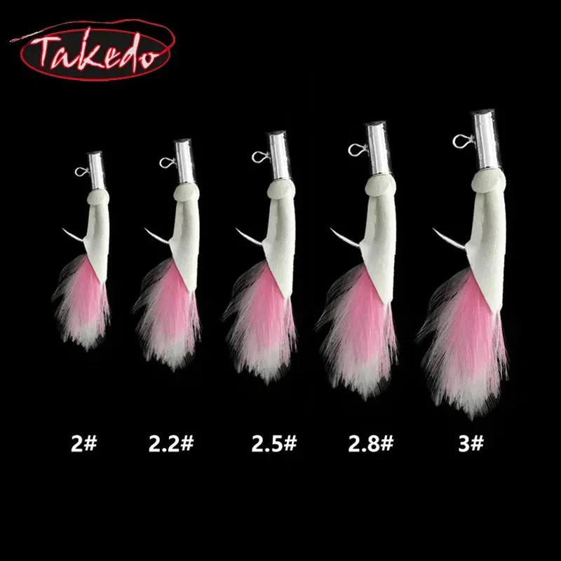 TAKEDO HT01 Sea Fishing Electroplated Deerskin Hook Feather Hook Jigging Big Game Shark Tuna Hook