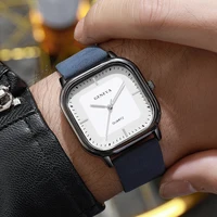 Fashion Square Dial Men's Watches Minimalist Quartz Watch Casual Leather Strap Wristwatch Reloj Hombre（Without Box） 5