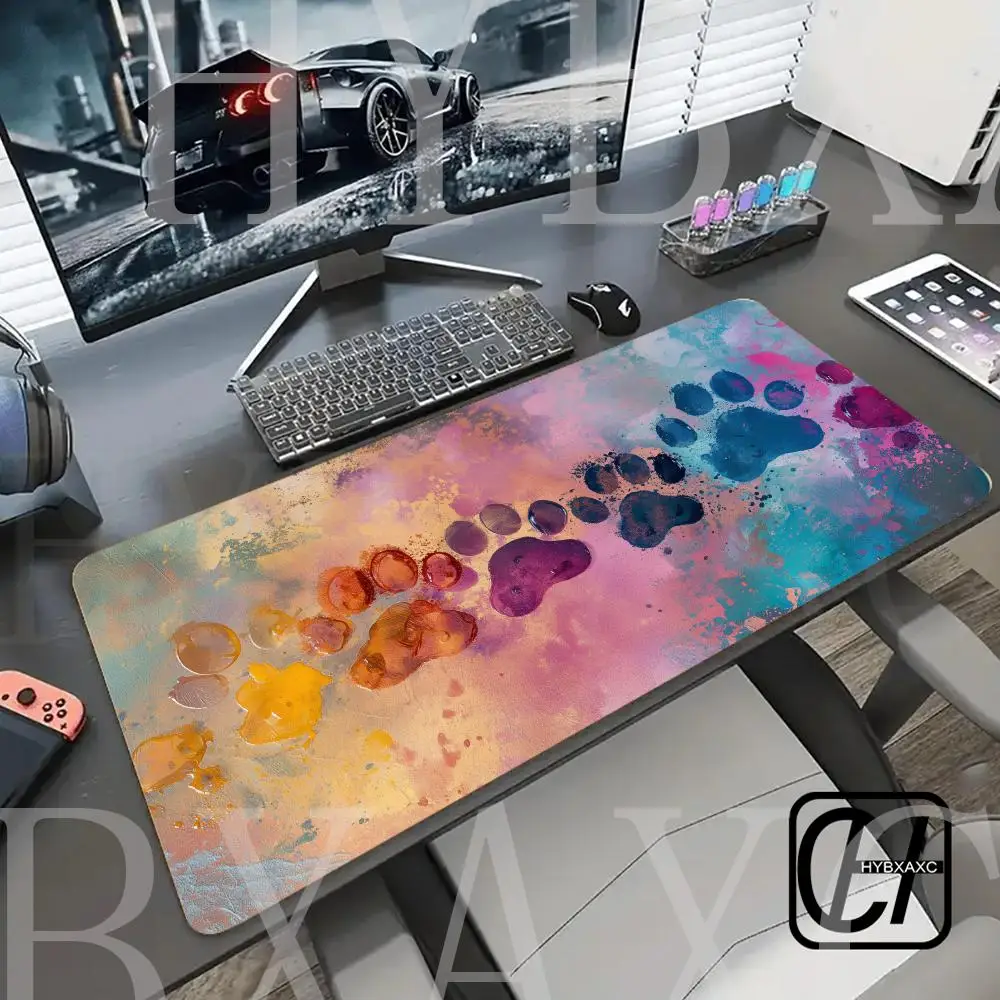 

Cute Dog Paw Print MousePad Deskmat Large Mouse Pads HYBXAXC Gaming Mousepad Mouse Mat Stitched Rubber Computer Keyboard Laptop