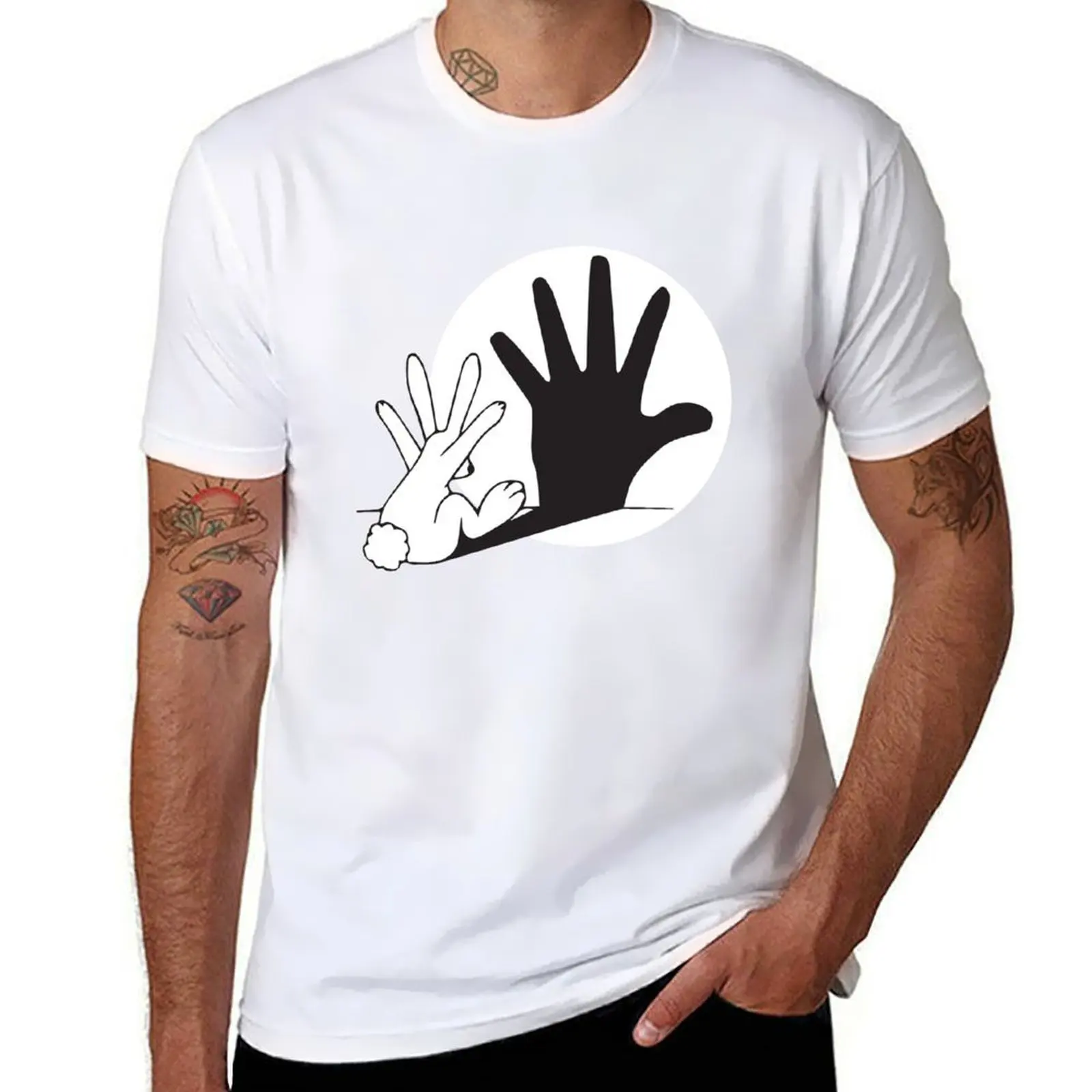 

Bunny hand shadow puppet rabbit humor T-Shirt essential t shirt t shirt man luxury T-Shirt