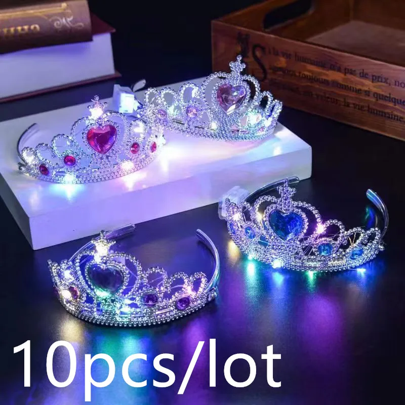 

10pcs/lot/Crown Tiara Children's Little Princess Glow Crown Little girl Happy Birthday Children play ornaments