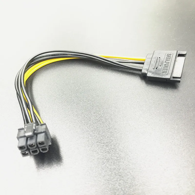 15pin SATA Power to 6pin PCIe PCI-E PCI Express Adapter Cable 20cm SATA to 6Pin Power Cable for Graphics Card Riser Card Mining image 2