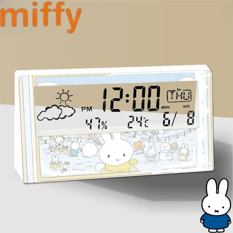 Creative Miffy Rabbit Cute and Sweet Creative Cartoon Pattern Fashionable Personalized Multifunction Digital Electronic Clock