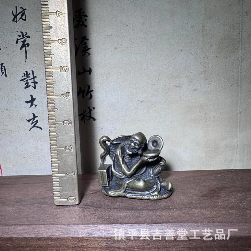 Antique Brass Distressed the Eighteen Disciples of the Buddha Ornaments Vintage Xianglongfuhu Buddha Statue Table Decoration Cra
